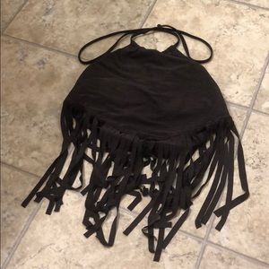 Target brown fringe bathing suit top size L